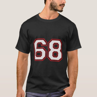 T-shirt Red Number 68 Joueur sportif Jersey Game Gagnant