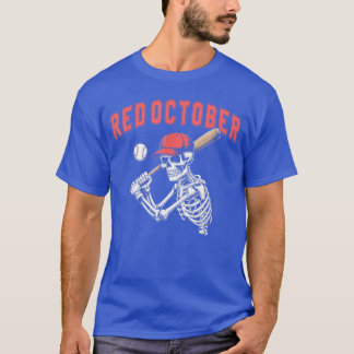 T-shirt Red October Funny Halloween Baseball Skeleton gift