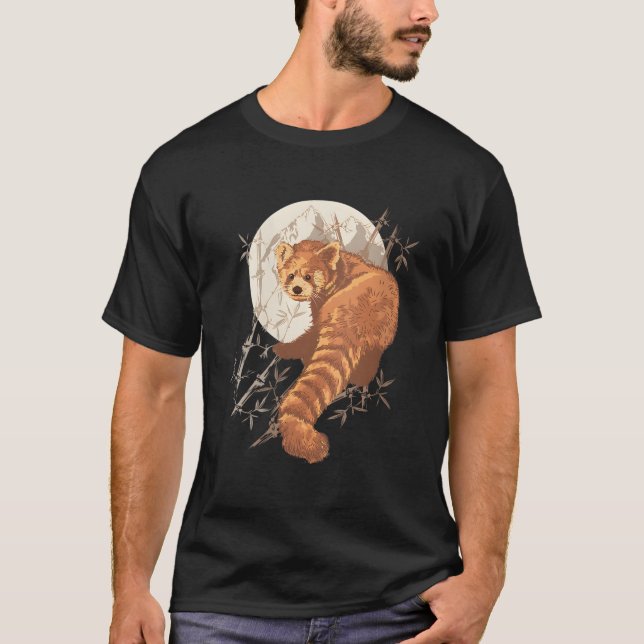 T-shirt Red Panda Aesthetic With Bamboos (Devant)