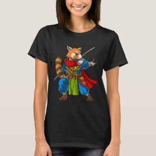 T-shirt Red Panda Bear Ninja Samurai Warrior Funny Kung Fu