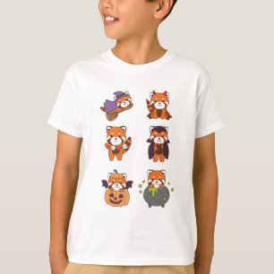 T-shirt Red Panda Halloween Devil Citrouille Vampire costu