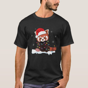 T-shirt Red Panda illuminations de Noël Santa Hat Pajamas 