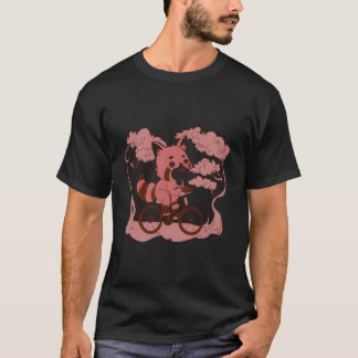 T-shirt Red Panda Riding Bicycle