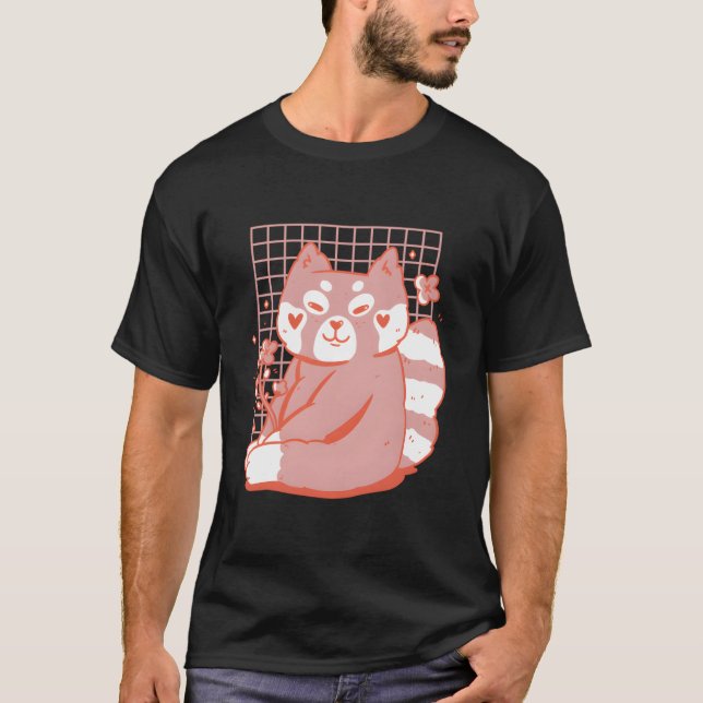 T-shirt Red Panda With Colourful Flowers For Child (Devant)