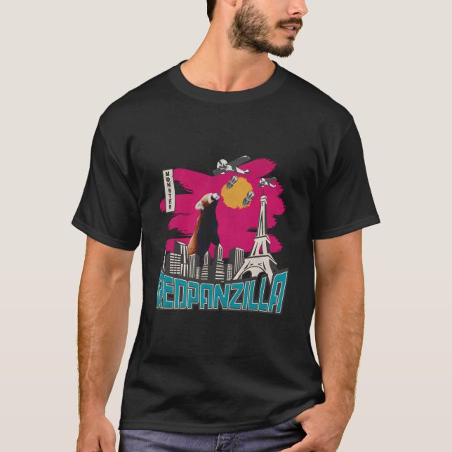 T-shirt Red Pandazilla Red Panda Bear Red Panzilla Japan C (Devant)