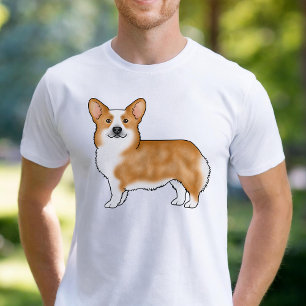 T-shirt Red Pembroke Welsh Corgi Dessin de chien Portrait 