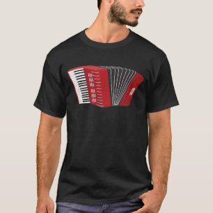 T-shirt Red Piano Accordion Design For Music Accordionist