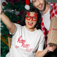 Red Pink Hohoho Joyeux Noel Typography Funny