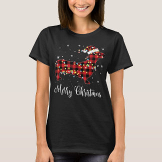 T-shirt Red Plaid Buffalo Dachshund Merry Christmas Pajama
