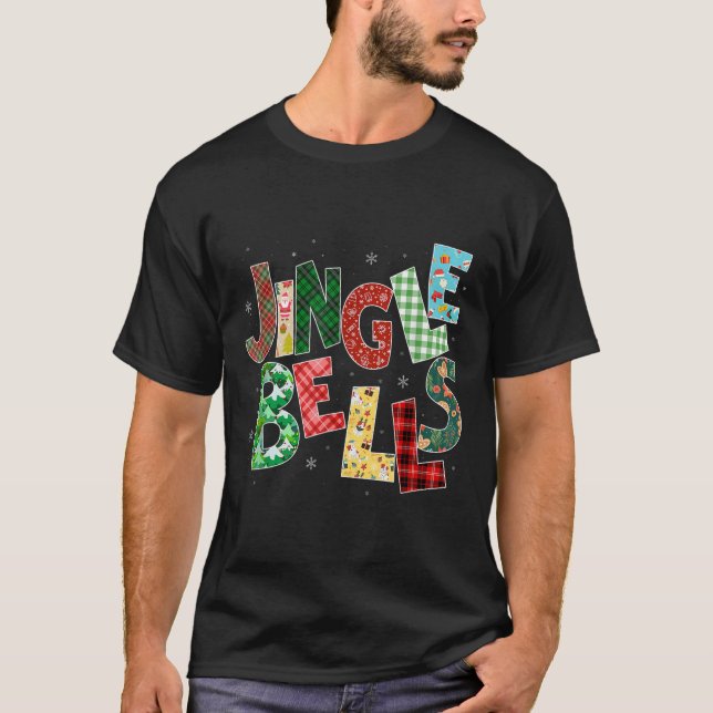 T-shirt Red Plaid Jingle Bells Christmas Matching Family P (Devant)
