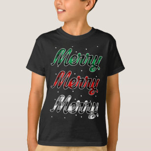 T-shirt Red Plaid Joyeux Noël Noël Noël avec bouffée de fl