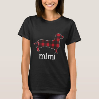 T-shirt Red Plaid Mimi Dachshund Joyeux Noël Dachshund
