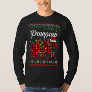 T-shirt Red Plaid Pawpaw Ours Père Noël Xmas Vilain Noël S
