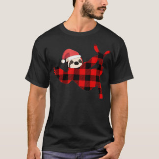 T-shirt Red Plaid Sloth Pajama Famille Buffalo Noël (