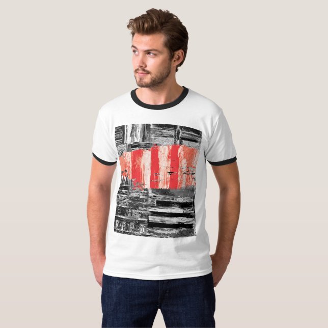 T-Shirt – Red Pulse Abstract Design (Devant entier)