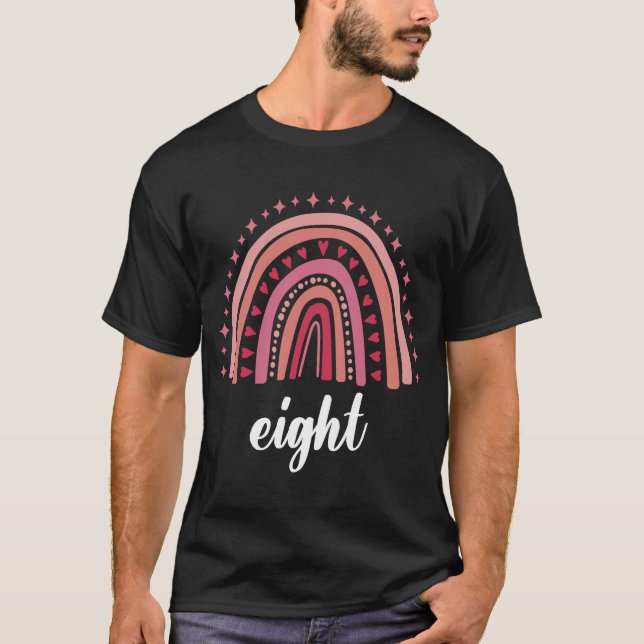 T-shirt Red Rainbow Huit ans 8 Anniversaire 8e anniversair (Devant)