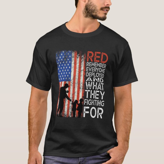 T-shirt Red Rappelez-vous que tous les militaires déployés (Devant)