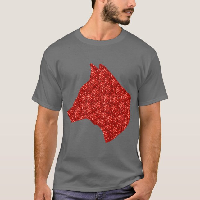 T-shirt Red Rhinestone Dog Head friends (Devant)