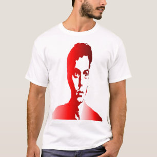 T-shirt Red sihuette un homme avec une expression inquiète