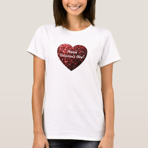 T-shirt Red sparkles Heart Happy Valentine Day Personnalis