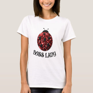 T-shirt Red sparkly Ladybug BOSS LADY Personalize