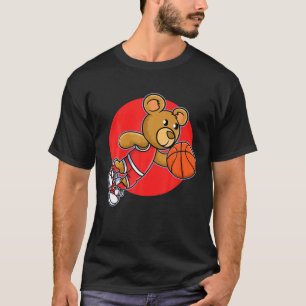 T-shirt Red Teddy Bear Jouer Basketball Sport Hommes fem
