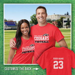 T-shirt Red Tomball Jr. High Cougars Nom du football #