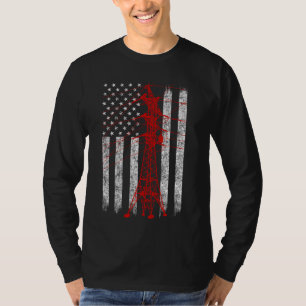 T-shirt Red Transmission Tower American Flag Lineman Elect
