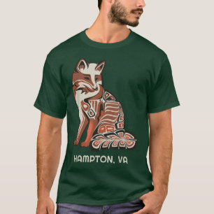 T-shirt Red Tribal Fox Hampton Native American Artwork Sty