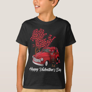 T-shirt Red Truck Happy Valentines Day Dobermann coeur chi