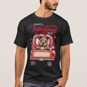 T-shirt Red Truck Joyeux Valentines Jour Pit Bull Coeurs d