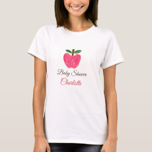 T-shirt Red Watercolor pomme baby shower ajouter nom titre