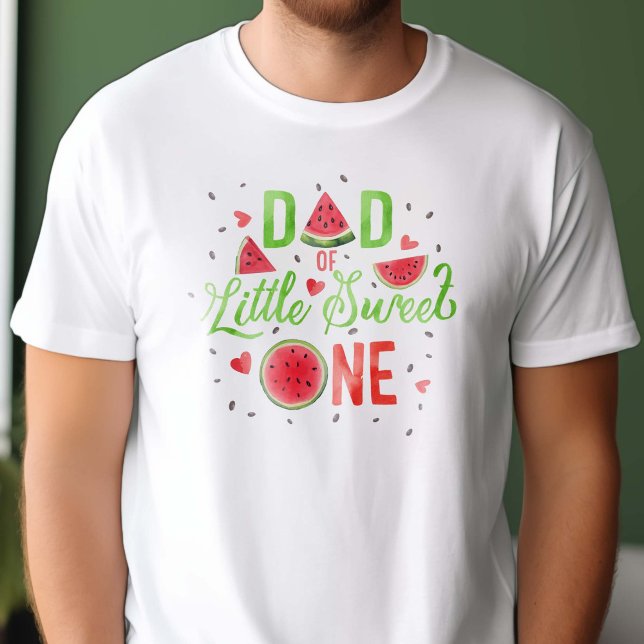 T-shirt Red Watermelon été 1er anniversaire, papa (Red One in a melon themed, baby girl 1st birthday , t-shirt for dad.)