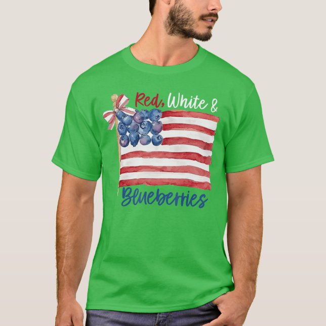 T-shirt Red White and Blueberries girl boy (Devant)