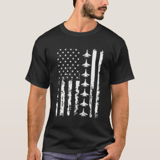T-shirt Red White Bleu Usa Drapeau Patriotique Fighter Jet