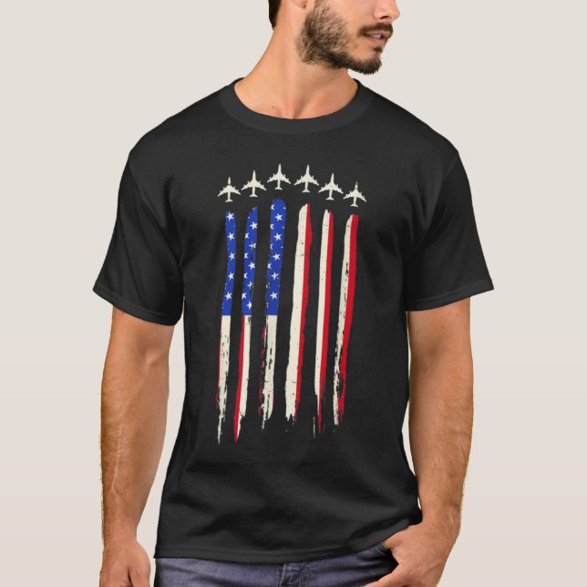T-shirt Red White Blue Air Force Flyover 4 juillet Cadeau (Devant)
