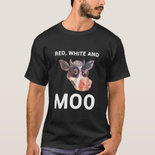 T-shirt Red White et Moo Patriotique Cow USA Drapeau 4e