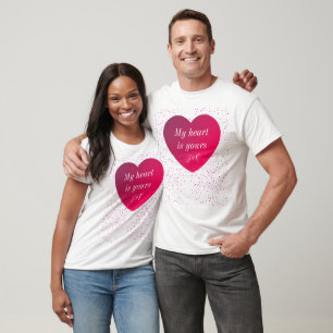 T-shirt Red White Heart Moderne Valentines Day Hommes T-sh