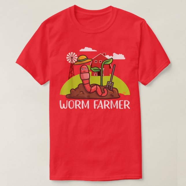 T-shirt Red Wiggler Worm Composting Fun  (Design devant)
