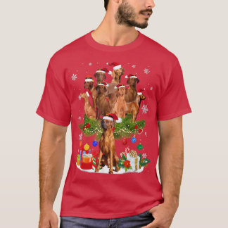 T-shirt Redbone Coonhound Jardin de Noël Lumières Drôle Ch