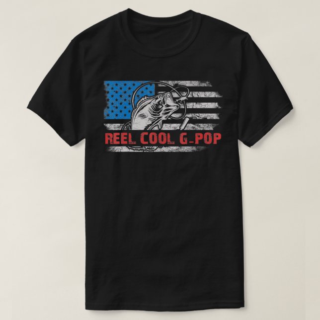 T-shirt Reel Cool GPop American Flag Fishing Gift (Design devant)