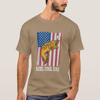 T-shirt Reel Cool Papa Américain Drapeau Pêche Fête des pè
