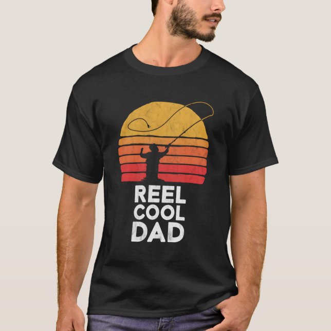 T-shirt Reel Cool Papa Drôle Retro Fly Fishing Distressed  (Devant)
