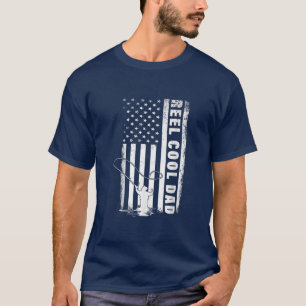 T-shirt Reel Cool Papa Fly Fishing Papa 4 juillet Drapeau 