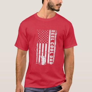 T-shirt Reel Cool Papa Fly Fishing Papa 4 juillet USA Drap