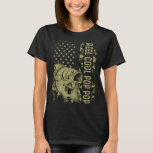 T-shirt Reel Cool Pop Pop Camouflage American Flag Fishing