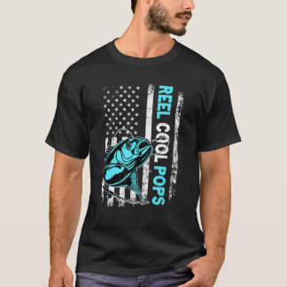 T-shirt Reel Cool Pops USA Drapeau Pêche Fête des pères