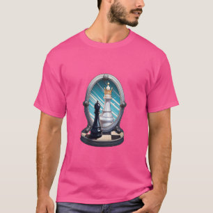T-shirt Réflexion miroir du joueur de la reine d'échecs pi