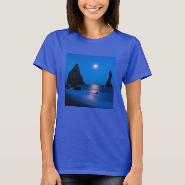 T-shirt Réflexion sur la lune | Islande, Reynisdrangur (Devant)