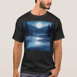T-shirt Réflexions célestes Aquarelle Lune